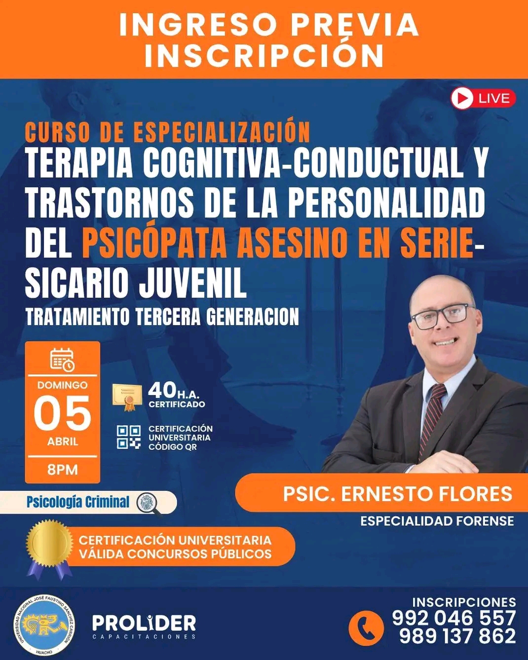 TERAPIA COGNITIVA CONDUCTUAL Y TRANSTORNOS DE LA PERSONALIDAD DEL PSICOPATA ASESINO EN SERIE – SICARIO JUVENIL