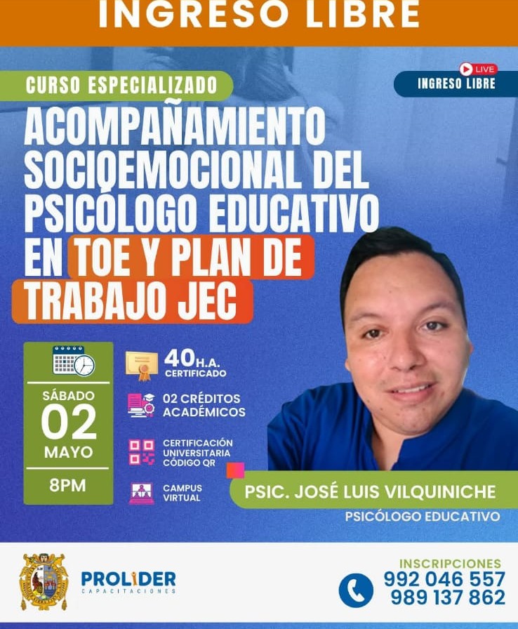 Acompañamiento socioemocional del psicólogo educativo en TOE y plan de trabajo JEC