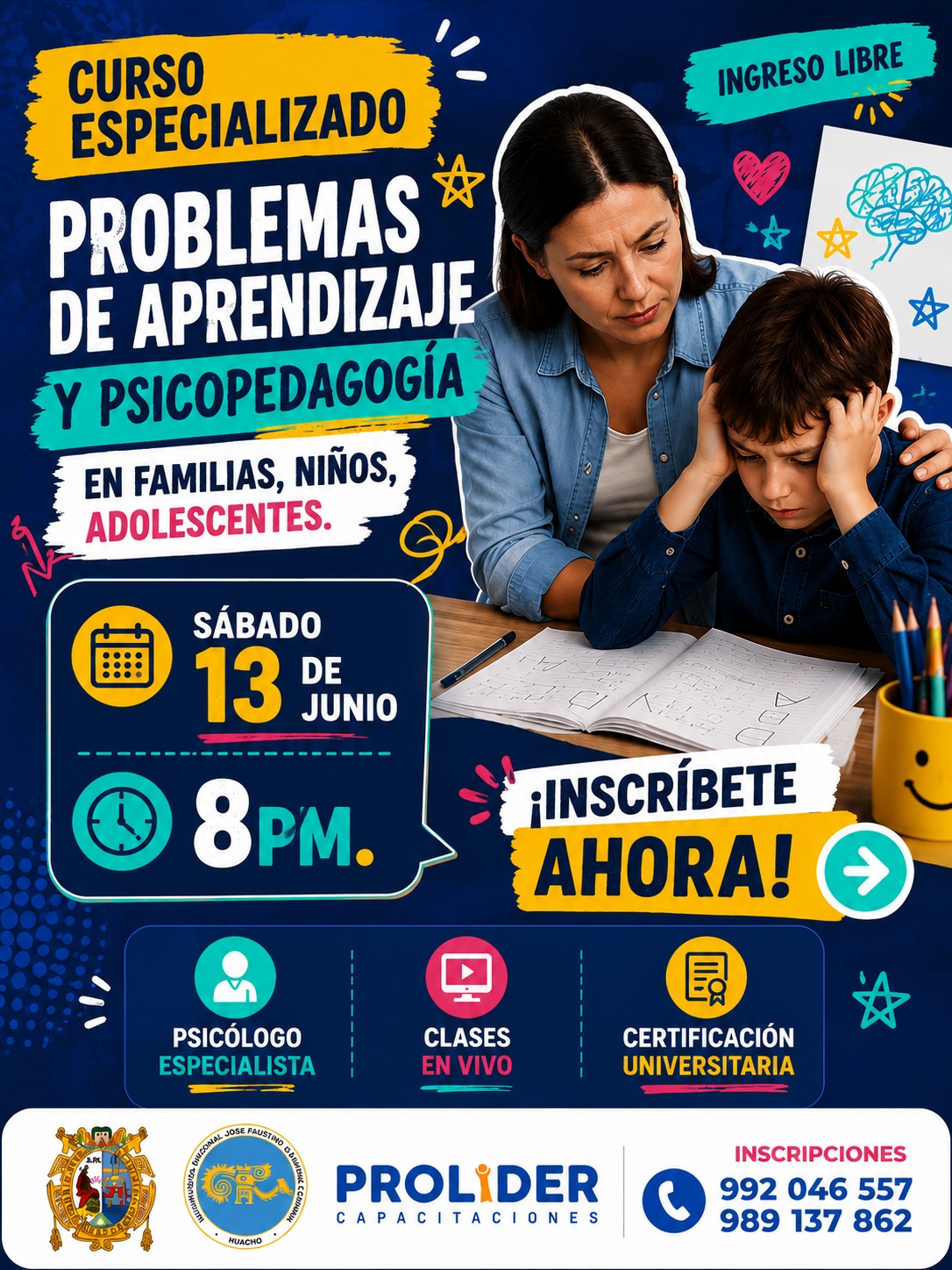 PROBLEMAS DEL APRENDIZAJE Y PSICOPEDAGOGÍA EN FAMILIAS, NIÑOS Y ADOLESCENTES